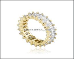 Band Rings Jewelry Hip Hop Rock Bling Iced Out 1 Row Square Cubic Zirconia Ring Tennis Chain Women Men Cz Zircon Drop Delivery 2025133869