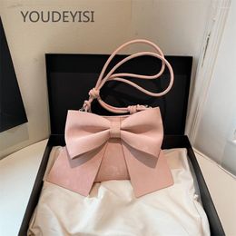 Totes YOUDEYISI Big Bow Knot Shoulder Cross Body Bags For Women Girls Velvet Texture PU Messenger Bag 2024 Latest Fashion Handbags