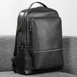 Backpack Brand Genuine Leather Men Fashion Real Natural Student Boy Luxury 15.6 16 Inch Computer Laptop Bag