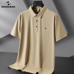 Summer Luxury Quality Business Formal Mens Short-sleeved POLO Shirt Waffle Elastic Ice Silk Is Smooth Thin and Loose POLO 240418