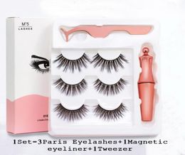 Magnetic Eyelashes And Eyliner Set 3Pairs EyeLashes1Magnetic Eyeliner1Tweezer False Eyeliner Collection Set Reusable Eyelash No 4224448