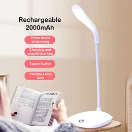 Table Lamps Portable Touch Dimming Lamp USB Rechargeable LED Desk Eye Protection Adjustable Light Bedroom Bedside Student Reading