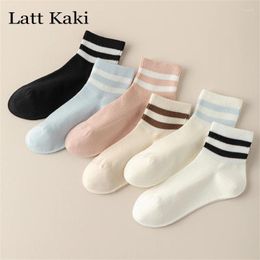 Women Socks 6 Pairs/Lot Simple Summer Thin Basic Striped Ankle For Woman Breathable Cotton Ladies Mesh Set Short