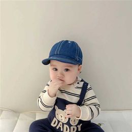 Caps Hats Korean Denim Baby Baseball Cap Summer Infant Boys Girls Soft Brim Peaked Cap Vintage Toddler Kids Adjustable Drawstring Sun Hat