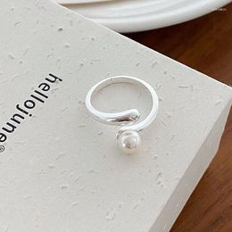 Cluster Rings Vintage 925 Sterling Silver Overlapping Pearl Ring Adjustable Open For Women Wedding Luxury Fine Jewelry Brand Gift