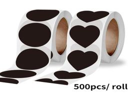 Gift Wrap 500pcs Roll Black RoundHeart Coding Dots Label Stickers Kids Kitchen Canning Jars Labels Writable Paper Waterproof Sti2366191