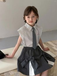 Clothing Sets 2024 Styles Girls 2Pcs Set Striped Shirt Skirt Summer Suits Kids Clothes 2-8 Years