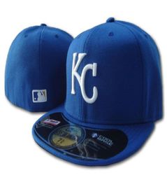 Whole High Quality Men039s Royals KC Sport Team Fitted Caps Flat Brim on Field Full Closed Design Size 7 Size 8 Fitted Bas4571869