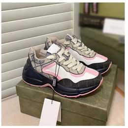 Rhyton Pink Men Women Shoes Outdoor Trainers Vintage Luxury Chaussures Ladies Designer Shoe