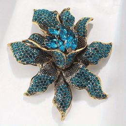 Brooches Vintage Orchid Rhinestone Brooch Women High-end Luxury Jewelry Niche Design Exquisite Corsage Accessories Lady Party Banquet Pin