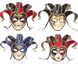 Party Masks Full Face Men women Venetian Theater Jester Joker Masquerade Mask With Bells Mardi Gras Party Ball Halloween Cosplay M8456551