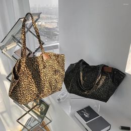 Bag Casual Large Capacity Handbag Leopard Pattern Shoulder Canvas Top-handle Satchel Portable Street Totes