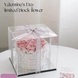 Decorative Flowers Valentine's Day Eternal Flower Hug Bucket Gift Box Wedding Friends Artificial Senior Sense Room Decoration