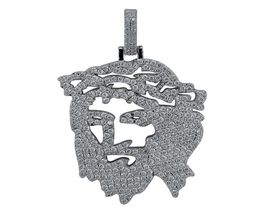 Gold Silver Solid Back Ghost Jesus Head Pendant Necklace ICED OUT Full CZ Men Hip Hop Jewellery Gift4332548