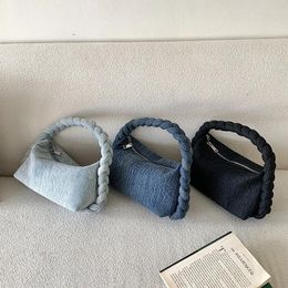 Evening Bags Fashion Denim Women Shoulder Bag Female Handbag Blue Jeans Cotton Woven Tote Designer Crossbody Purse