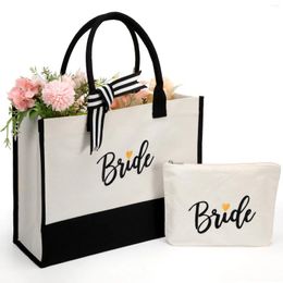 Shopping Bags Canvas Tote Bag For Party With Letter Embroidery Beach Handbag Big Capacity Reusable Grocery Storage Bookbag XM56