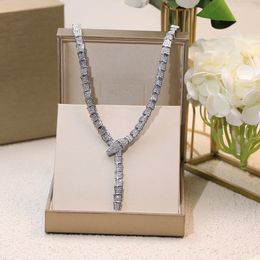 Luxury Designer Charm Gold Snake Pendant Necklace Women men Exquisite Charming Snake bone Diamond Inlay Design Fashion Noble Gorgeous Sparkling Lady Jewelry gift