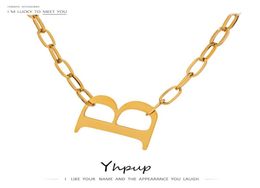 Yhpup High Quality Stainless Steel Letter B Pendant Necklace for Women Charm Metal Chain Choker Necklace Statement Jewellery 20202828368