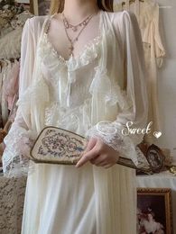 Women's Sleepwear Thin Clothing Princess Nightgowns Robe/nightdress Ladies Tulle Style Vintage Female Court Pyjamas Fairytale