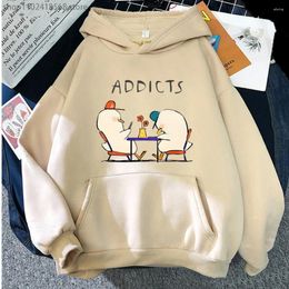 Men's Hoodies Kawaii Duck Cartoon Anime Sweatshirt With Pocket Letter Printing Girls Casual Y2k Sudaderas Winter Clothes Women Fleece