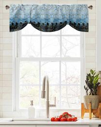 Curtain Geometric Abstract Art Window Living Room Kitchen Cabinet Tie-up Valance Rod Pocket