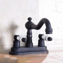 Bathroom Sink Faucets Oil Rubbed Bronze Faucet 2-Handle 4 Inch Centerset Sinks Mixer Tap Knf158