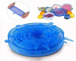 Silicone Stretch Lids Suction Pot Lids 6PcsSet Tools Food Grade Fresh Keeping Wrap Seal Lid Pan Cover Kitchen Tool Accessories Di7574089