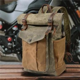 Backpack Large Capacity Expandable Canvas Backpacks For Men Oil Wax Leather Travel Outdoor Waterproof Daypacks Retro Mochilas