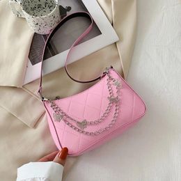 Evening Bags Luxury Butterfly Chain Shoulder For Women Diamond Lattice PU Leather Female Handbags And Purses Ladies Causal Tote Bag 2024