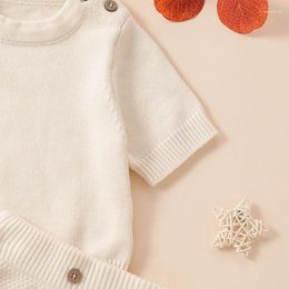 Clothing Sets Baby Boy Knitted Sweater Outfits Infant Summer Clothes Solid Colour Short Sleeve Shirt Tops And Shorts Set