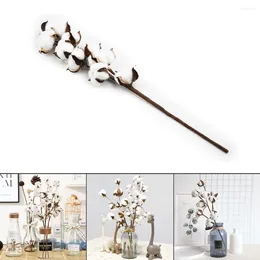 Decorative Flowers Natural Farmhouse Artificial Filler Cotton Stem Home Decor 53cm For Wreaths Dried