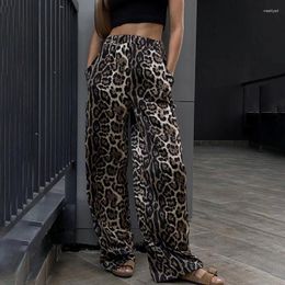 Women's Pants Leopard Wide-leg For Women Fashion Street High-waisted 2024 Spring Loose Floor-length Casual Trousers Clothes Streetwear