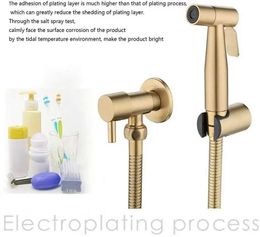 Bathroom Sink Faucets Stainless Steel Wall Mounted Gold Bidet Sprayer Set with Shower Hose and Valve Bathroom Shattaf with Brush Finish