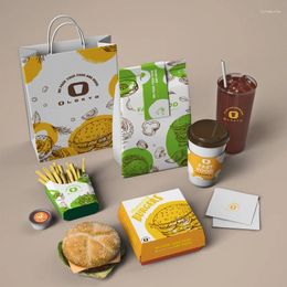 Gift Wrap Paper Packaging Custom Disposable Takeaway Biodegradable Printed Fast Food