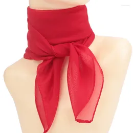 Scarves 65 65cm Summer Fashion Chiffon Solid Color Scarf Ladies Head Neck Square Shawls Hair Ties Bands Neckerchief Party