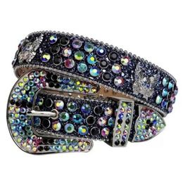 Western Cowboy BeltSimon Fashion Cowgirl Bling Bling Rhinestone Belt with Eagle Concho Studded Removable Buckle Large Size Belts fo316h2474493