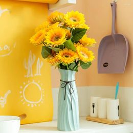 Decorative Flowers Fake Real Touch Wedding Party Crafts Home Decoration Artificial Flower Sunflower Bouquet