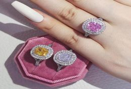 Choucong Top Sell Wedding Rings Luxury Jewellery 925 Sterling Silver Oval Cut Multi Colour White Topaz CZ Diamond Gemstones Eternity 7337555