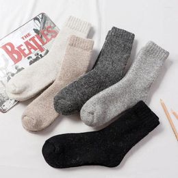 Women Socks Men Winter Thicken Warm Wool Super Plush Solid Merino Retro Cold Fashion Casual Sox
