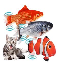 Electric Flopping Fish Moving Cat Kicker Toy Realistic Floppy Wiggle nip Toys Plush Interactive 211026335w2713663