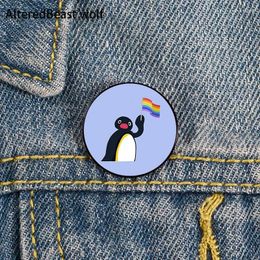 Brooches Pingu Pride Printed Pin Custom Funny Shirt Lapel Bag Cute Badge Cartoon Jewelry Gift For Lover Girl Friends