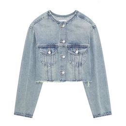 Womens Fashion denim jacket casual 240423