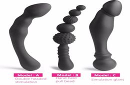 NEW 3 Styles Manual Black Big Pull Beads Anal Plug Silicone Dildo Anal Double Head Butt Plug Sex Toys For Gay Men3734295