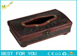 1pc Tissue Box Elegant Crafted Wooden Antique Handmade Old Antique Paper Box Packing Holder 21 12 11cm275a3965124