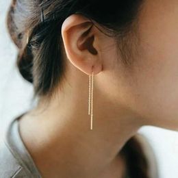 Dangle Chandelier Titanium Steel Rose Gold Colour Chain Earrings Tassel Ear Line Jewellery Ladies Fashion Earring For Women Wedding Jewellery