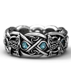 925 Sterling Silver Celtic Wolf Ring With Topaz Fashion Viking Wolf Stainless Steel Wedding Band Engagement Jewellery size 6139063190