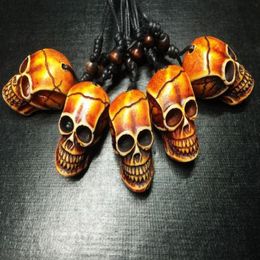 12 pcs Skull Skeleton Auniquestyle Vintage Imitation Yak Bone Necklace Manmade Carving Skull Punk Amulet5337636