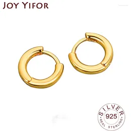 Stud Earrings 925 Sterling Silver Charm Women Trendy Jewellery Round Gold Retro Party Accessories Gifts Earring