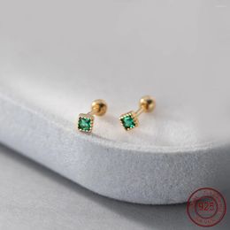 Stud Earrings La Monada Womens Silver 925 Ear Piercing Green Zircon For Women Girl Screw Nut