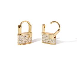 Hoop Huggie Original Brand Korean 925 Sterling Silver Lock CZ Stone Pave Earring Gold82257675609789